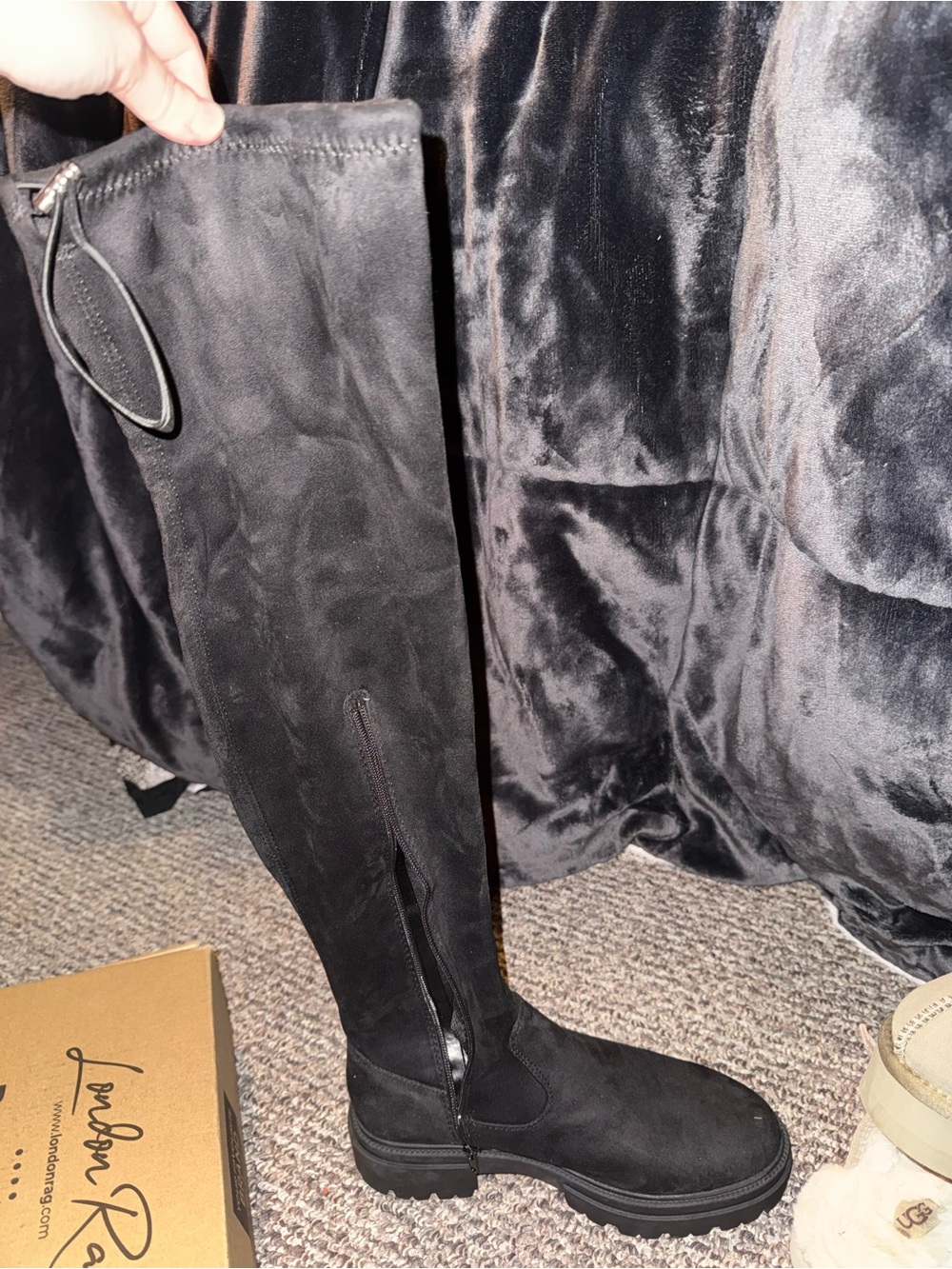 Women's Black Over-the-Knee Suede Boot Jacket by
